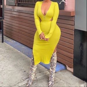 Lime Green Bodysuit with Matching Skirt